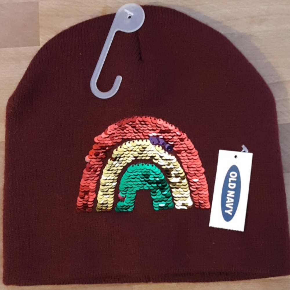 Sequin Winter knit Rainbow Beanie Hat Old Navy